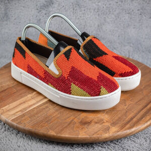 ANATOLIA IKAT Kilim Artisinal Rug Woven Tapestry Slip On Shoes Size 40‎ EU 9 US